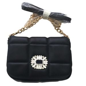 NWT Francesca's | Quilted Crossbody Black with‎ Jewel Design